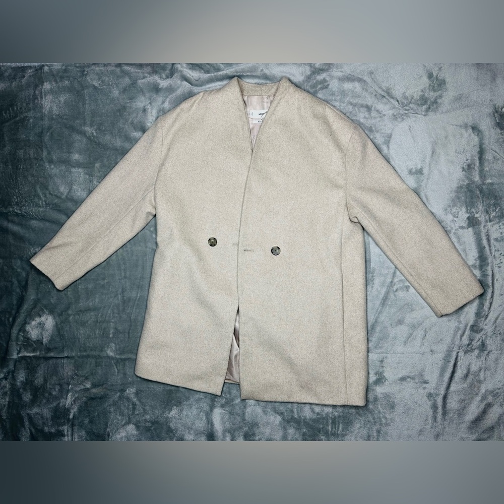 Mango Wool Blend Coat In Taupe Gray